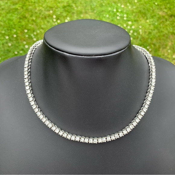 14k White Gold Plated Tennis ChainNecklace 18” 3mm 4mm Men’s Women’s Iced
